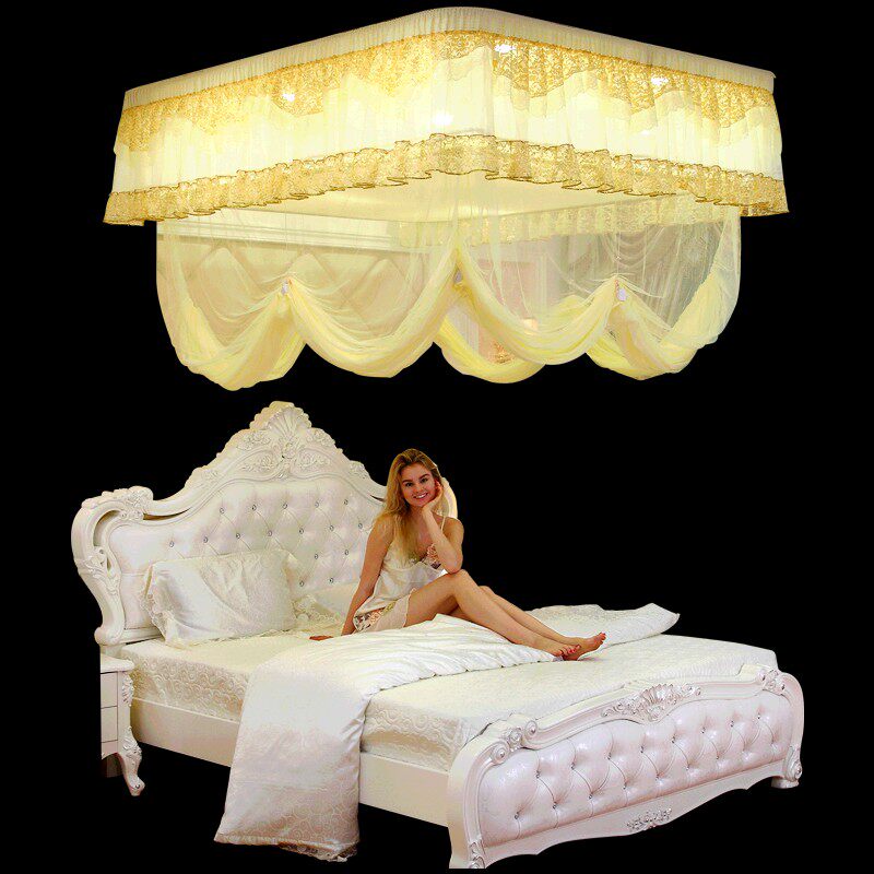 包安装(部分地区)电动遥控升降蚊帐吊顶 1.8米床双人婚庆家用新款