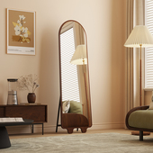 中古穿衣镜挂墙家用试衣镜全身镜落地镜实木异形壁挂女生卧室镜子