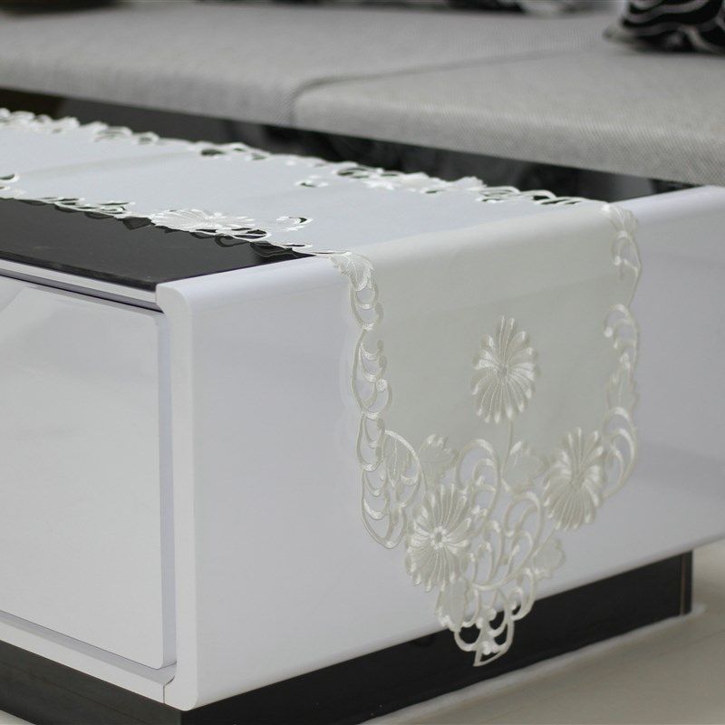 刺绣镂空欧式大气高档 现代茶几巾 咖色绣花电视柜布艺餐桌旗新款,居家布艺,桌旗,淘宝优惠券,粉丝福利购,淘宝优惠卷