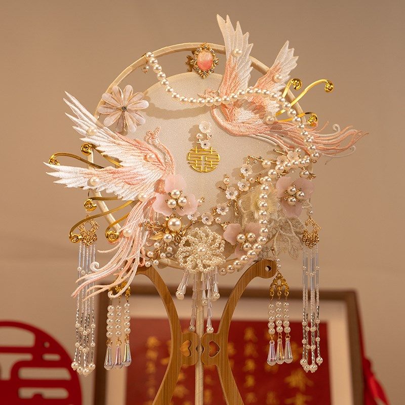 团扇新娘结婚喜扇成品新婚中式婚礼出嫁粉色秀禾扇手工diy材料包,家居饰品,工艺扇/团扇/喜扇/折扇,淘宝优惠券,粉丝福利购,淘宝优惠卷