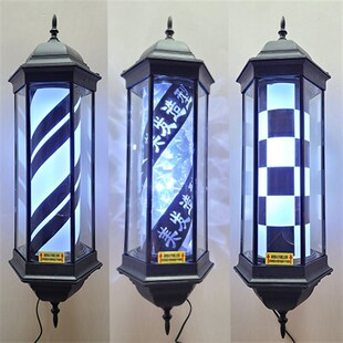 厂家售六角宫灯加亮LED复古奢华防水挂壁旋转美发转灯灯箱