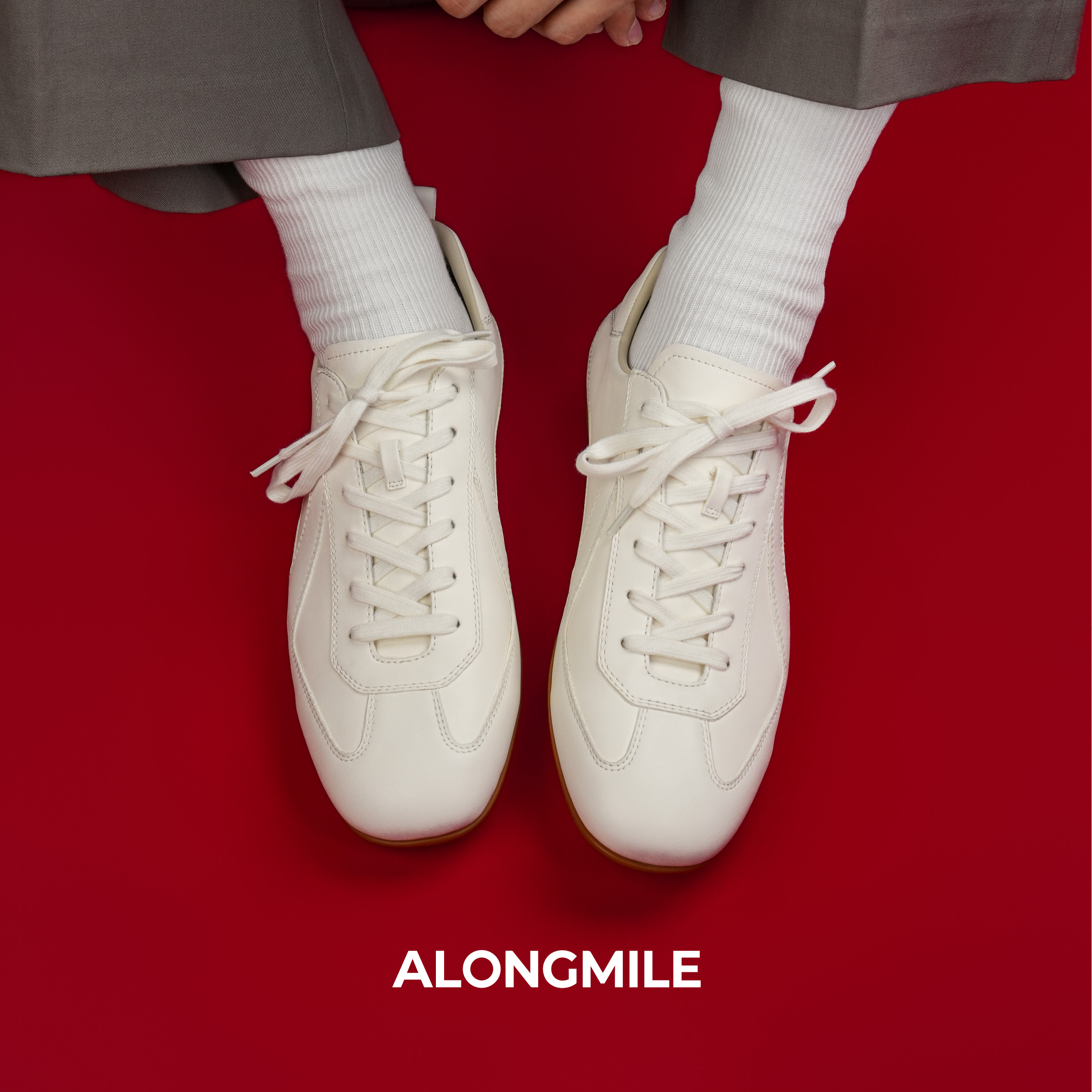 ALONGMILE真皮透气百搭德训鞋