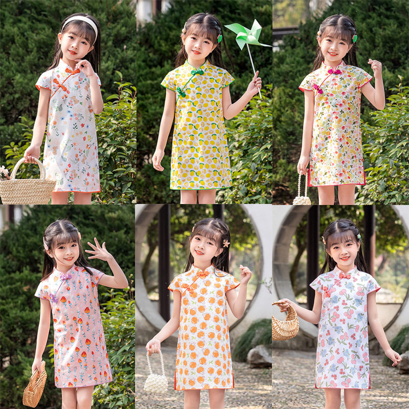 女童夏季纯棉短袖旗袍宝宝中式复古碎花连衣裙雪纺古装表演服洋气,童装/婴儿装/亲子装,旗袍,淘宝优惠券,粉丝福利购,淘宝优惠卷