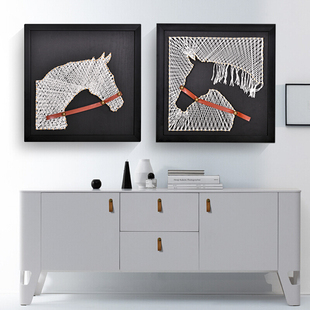 钉子绕线画diy手工定制制作材料包 马头绕绳画创意礼物立体弦丝画