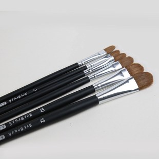 明华886圆头6支装黑色杆水粉笔水彩笔狼毫丙烯画油画笔刷排笔套装