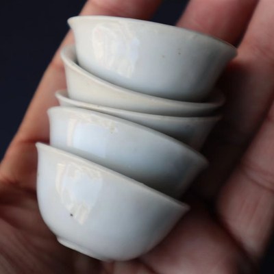 70年代德化窑白瓷超薄胎蛋壳杯 工夫茶小品啜茶 若深暖白迷你小杯