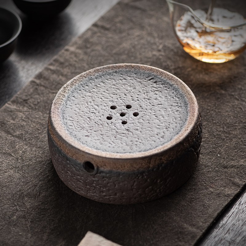 壶承大容量蓄水茶承壶托盘陶瓷茶台托盘圆形复古储水养壶干泡台