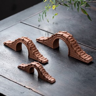 石桥陶瓷小桥花卉盆景摆件微景观假山水族鱼缸造景流水装饰品沙盘