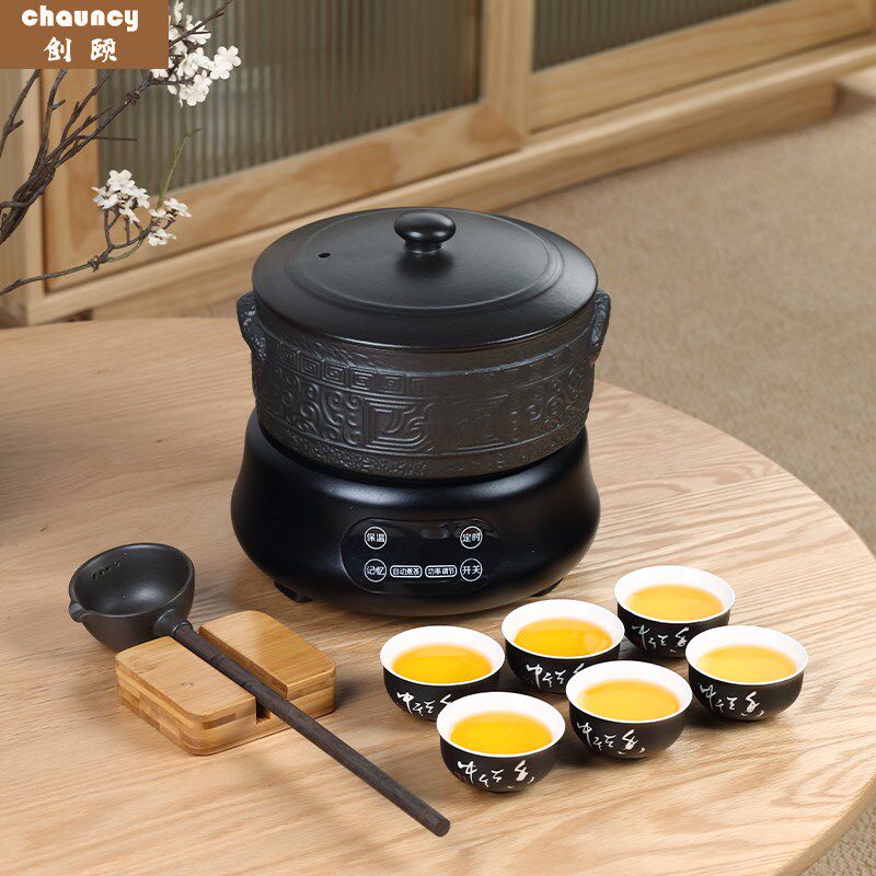 创颐复古陶瓷煮茶器电陶炉煮茶炉泡茶自动烧水养生壶功夫茶具套装
