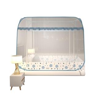 夏季新款免安装蒙古包蚊帐1.5床拉链全底一体式钢丝蚊帐可折叠