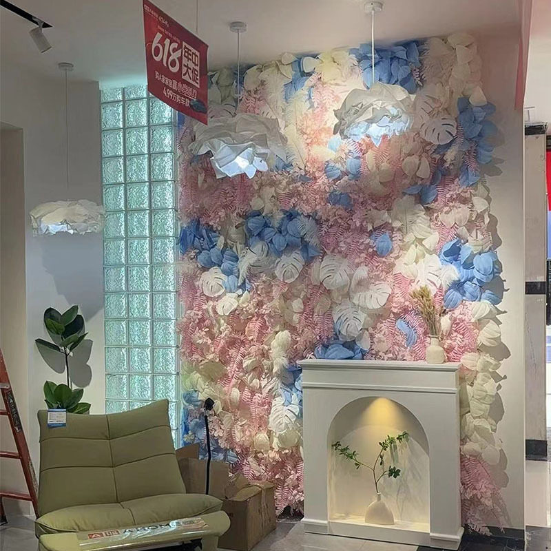 花墙装饰网红人气打卡背景假花设计玫瑰花墙造景室内花艺布置图片