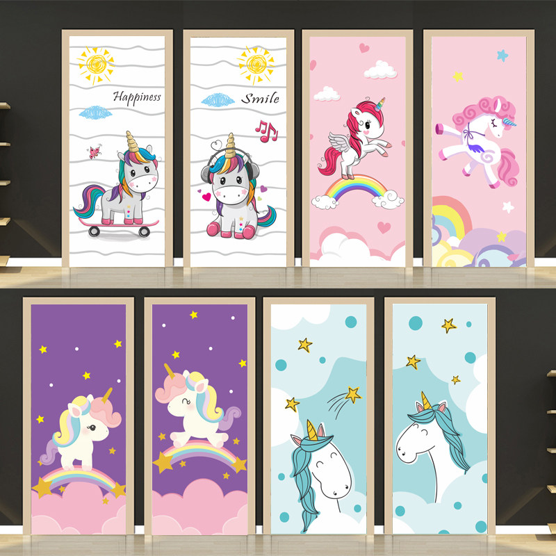 儿童卡通文艺小清新门贴纸整张自粘装饰翻新房门移门贴画防水,家居饰品,软装墙贴,淘宝优惠券,粉丝福利购,淘宝优惠卷