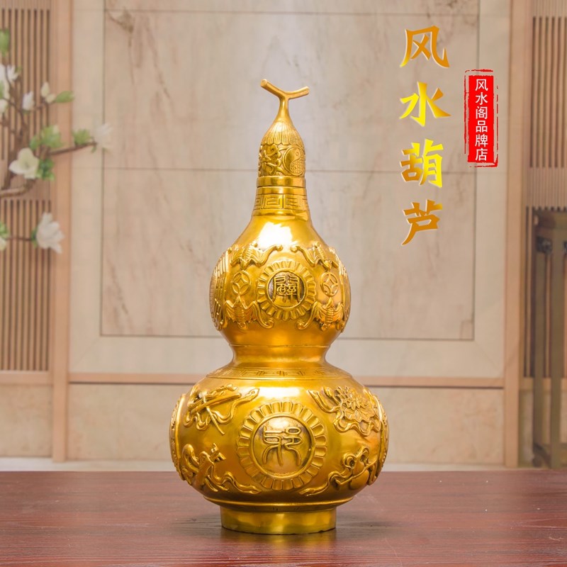 开口铜葫芦铜招财大号开盖铜葫芦五帝钱客厅卧室家居饰品摆件挂件