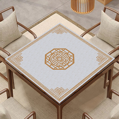 中式古韵pvc软玻璃正方形桌垫餐桌茶几八仙桌麻将桌免洗防水盖垫