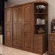 实木推拉门橡木衣柜现代中式 四门大衣橱衣柜 卧室家具组装