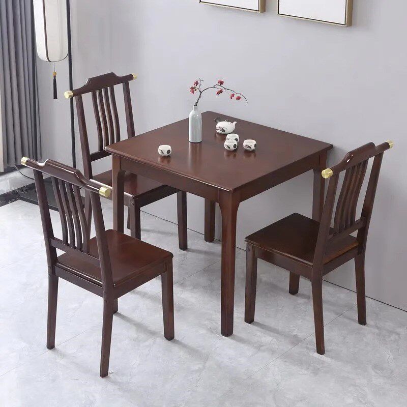 全实木餐桌小户型正方形家用现代中式小方桌休闲棋牌桌茶桌吃饭桌