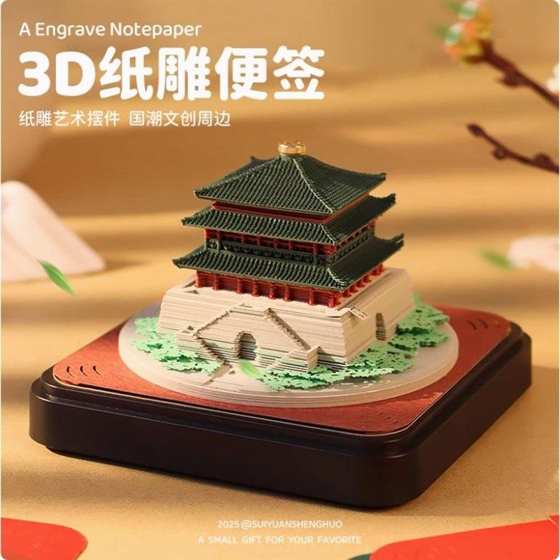 2025年蛇年西安钟楼纸雕日历迷你3d立体手撕台历桌面摆件创意定制,文具电教/文化用品/商务用品,台历,淘宝优惠券,粉丝福利购,淘宝优惠卷