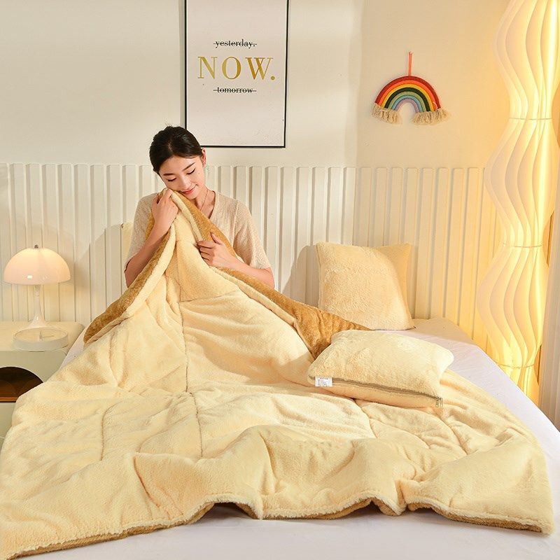 2024新款AB版纯色兔毛绒抱枕被两用沙发办公室午睡汽车载客厅床上,居家布艺,抱枕被,淘宝优惠券,粉丝福利购,淘宝优惠卷