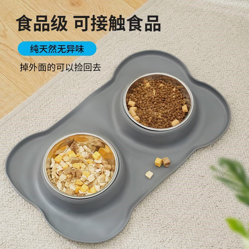 不锈钢狗碗宠物食具喂食器狗盆猫碗狗狗碗不锈钢宠物碗宠物双碗