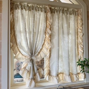 蝴蝶花纱帘窗纱新款客厅餐厅书房阳台落地窗透光不透人窗帘免打孔