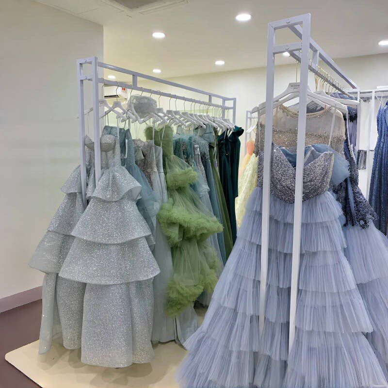 白色婚纱架子落地式双层陈列货架黑色秀禾服展示架银色礼服挂衣架