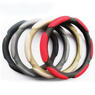麂皮绒 超手感精致3D/立体/防滑/方向盘套(黑灰米红)/把套
