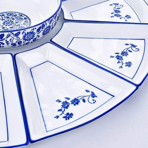 圆形拼盘餐具组合中式陶瓷创意盘子团圆套装家用碗碟菜网红聚会