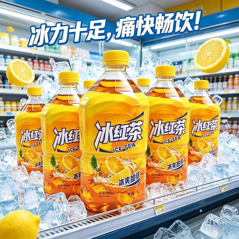 冰红茶1升整箱整件整箱大瓶超值便宜茶饮料冰红茶青梅绿茶
