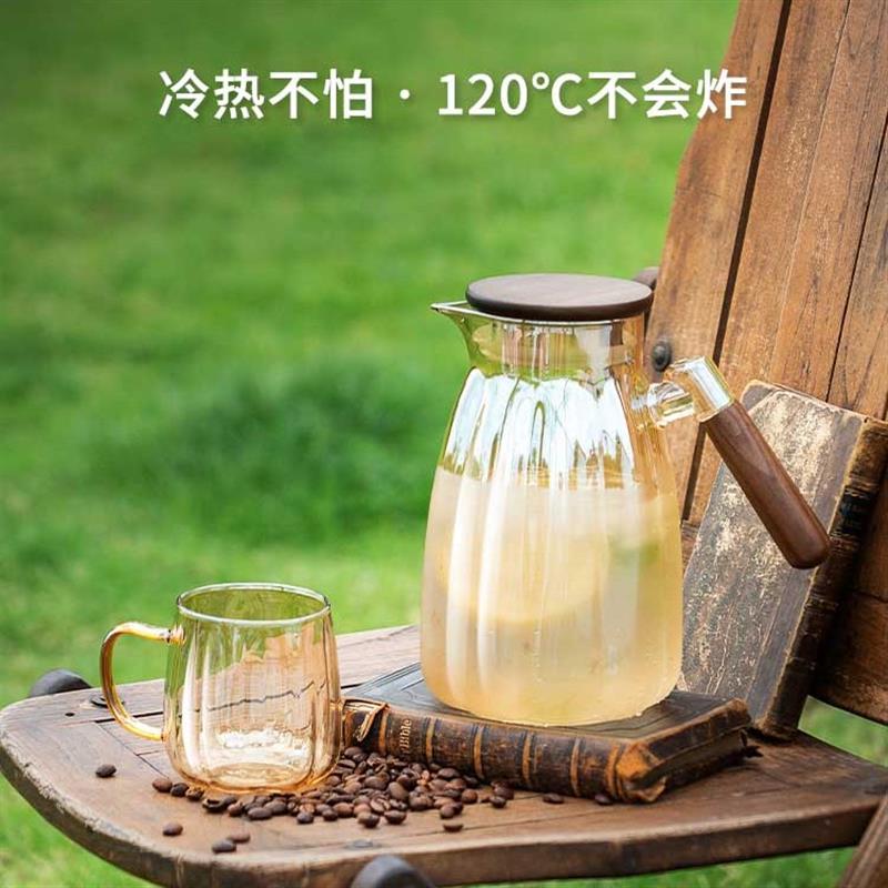 玻璃杯带把手高颜值泡茶杯家用喝水杯子水壶套装耐高温待客花茶杯