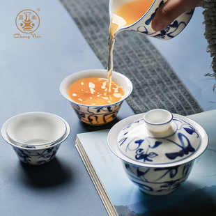 昌南快客杯一壶三杯景德镇陶瓷便携式旅行返璞归真商务茶具套装