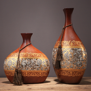 新中式创意陶瓷花瓶家居客厅电视柜玄关样板间装饰品摆件贴花花器