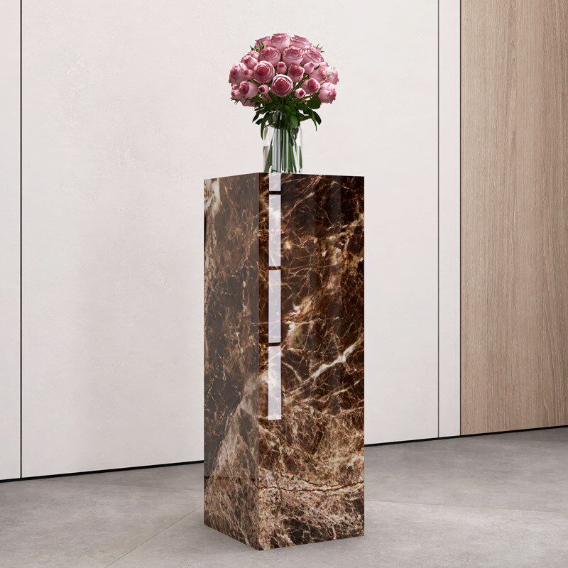 岩板客厅高级花架沙发旁边电视柜两边摆设时尚造型轻奢风落地摆件