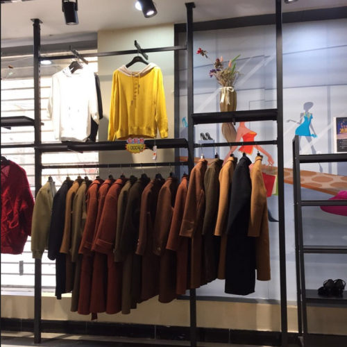 服装店货架天地式展示架双层挂衣架男女装店中岛柜挂衣服架子铁艺