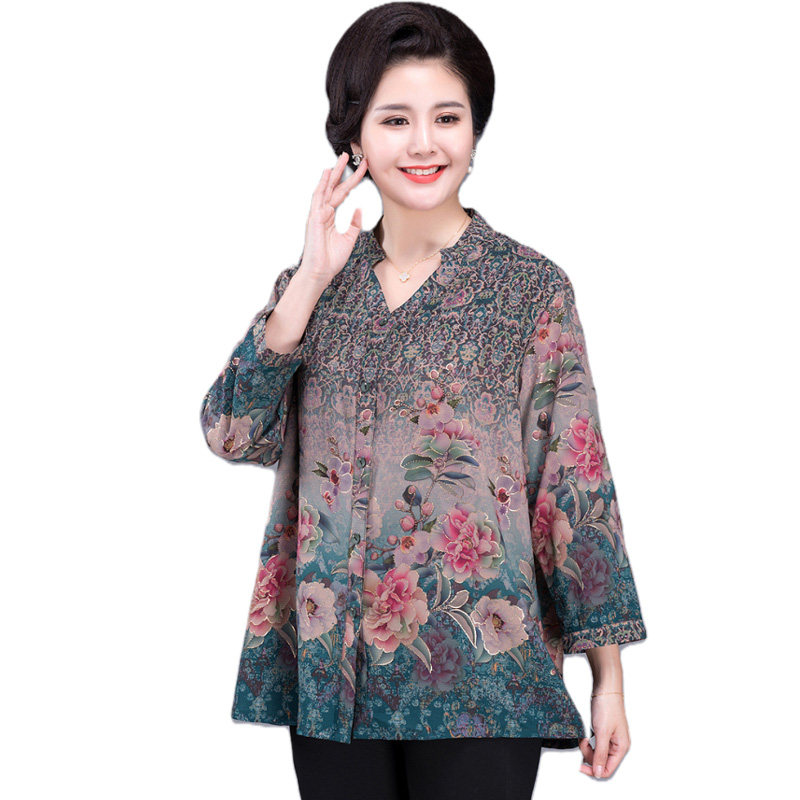 奶奶装夏装套装老人春秋衣服女中老年人加肥胖太太妈妈加大码女装