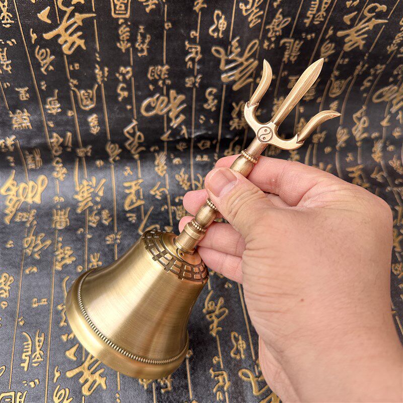 道家用品纯铜三清铃道士太极八卦三叉铃仿古手摇铃铛法器八仙铃铛