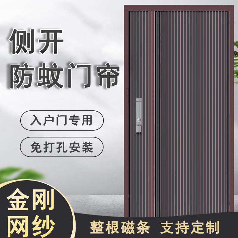 入户门防蚊纱帘子母门家用放蚊门连全磁条隔蚊沙帘侧开防蚊门帘