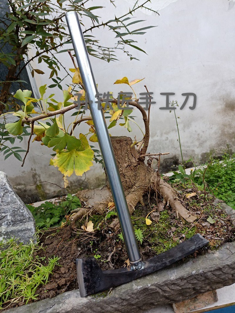 锰钢手工锻打十字洋镐斧镐挖土桩树根盆景工具撬杠多功能便携可拆