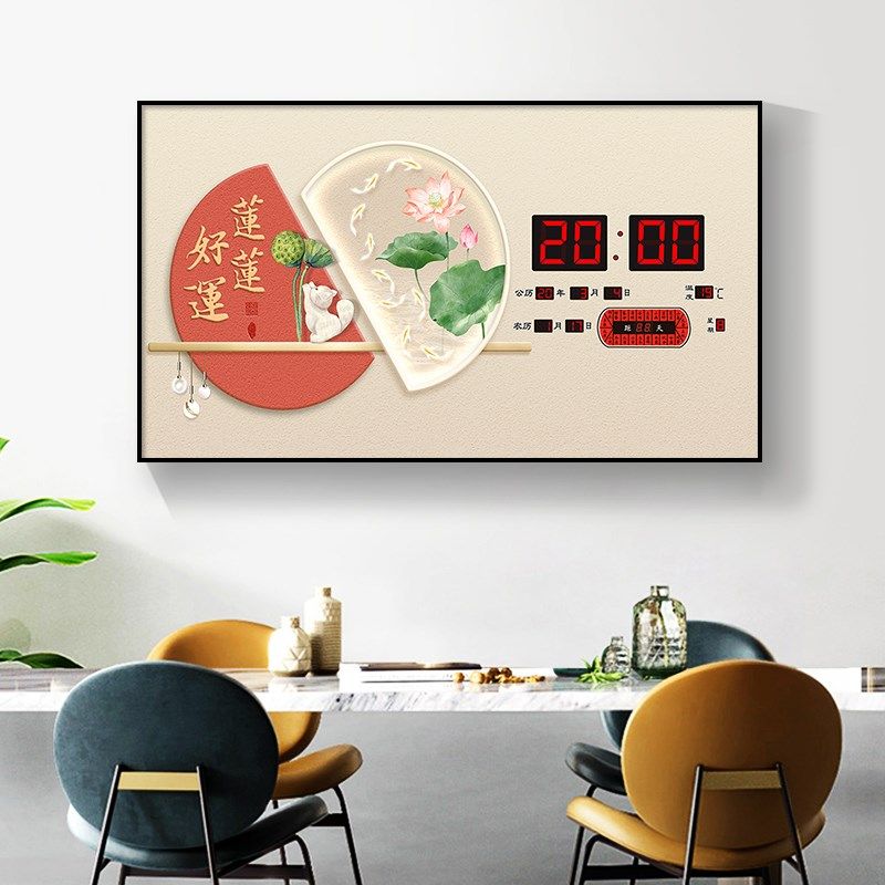 数码万年历电子钟时钟挂墙壁日历钟表客厅新款家用酒店装饰画挂钟