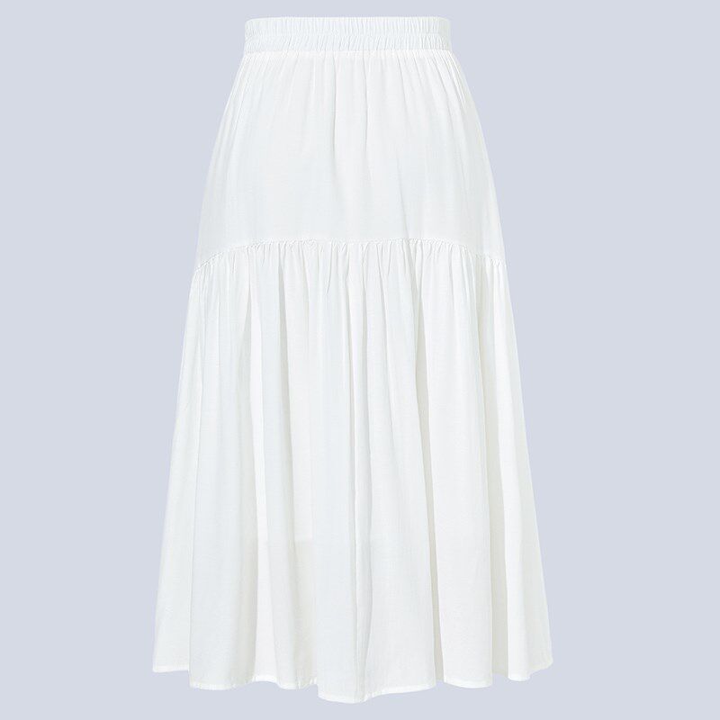 半身裙女夏天新款白色半裙高端裙子口袋半身长裙高腰夏季半截裙