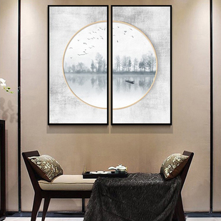 新中式装饰画挂画进门入户玄关餐厅壁画过道竖版窄长禅意正堂国画