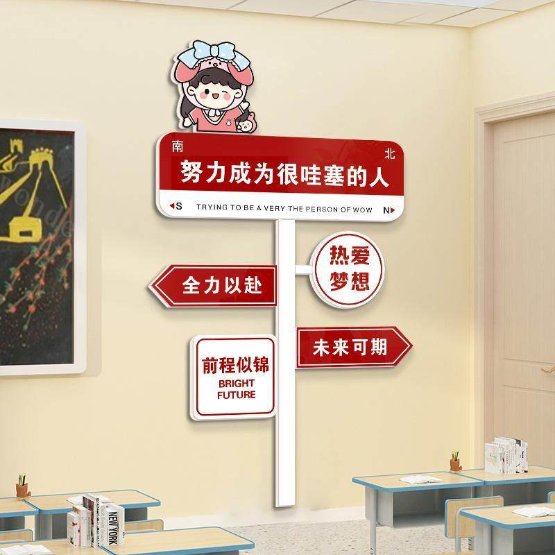 创意路牌励志标语中考班级装饰文化墙贴教室布置黑板上面挂画高考,家居饰品,文化墙贴,淘宝优惠券,粉丝福利购,淘宝优惠卷