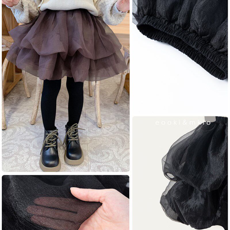 女童软萌网纱半身裙儿童泡泡纱短裙蓬蓬裙蛋糕裙洋气2022春秋冬装