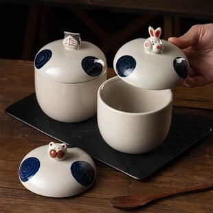 可爱家用隔水炖盅燕窝炖碗蒸蛋盅炖罐小汤盅陶瓷耐高温商用带盖