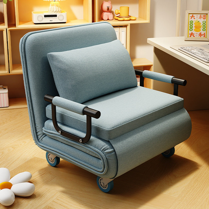 sofa bed新款加高办公椅可躺懒人沙发可移动两用折叠沙发床1米5宽图片