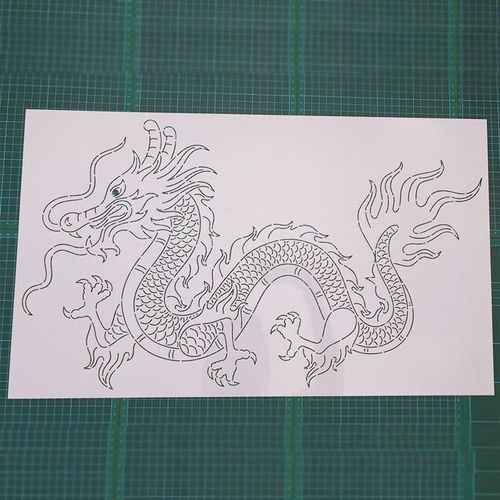 135  龙纹 刺绣刺子绣镂空画图模板diy 拓图描图工具杯垫茶垫茶席