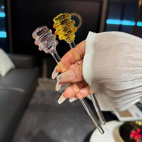 【活动专享】咖啡搅拌勺实心玻璃蜂蜜棒舀蜂蜜专用勺子美食果酱工