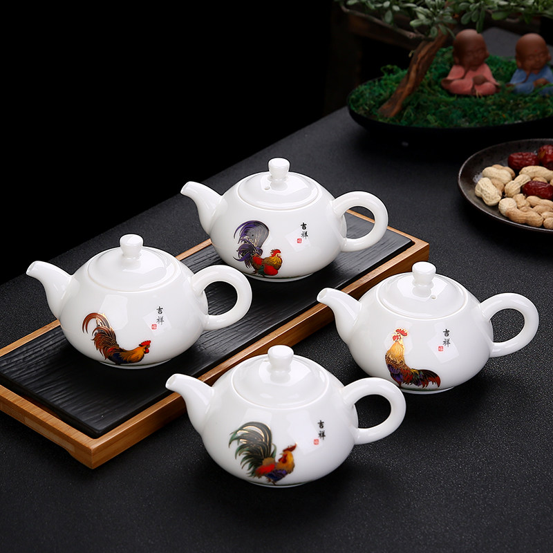三才盖碗茶碗鸡缸杯茶壶陶瓷功夫茶道泡茶器羊脂玉瓷茶具单壶家用