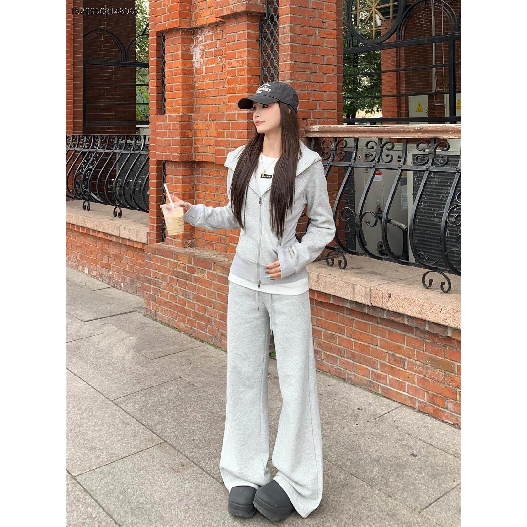 哦哦三妹lulu加绒显瘦运动连帽开衫卫衣长裤套装女修身两件套,女装/女士精品,时尚套装,淘宝优惠券,粉丝福利购,淘宝优惠卷