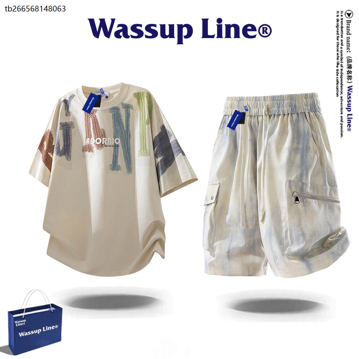 潮牌运动套装男款美式休闲短袖T恤夏季工装短裤两件套