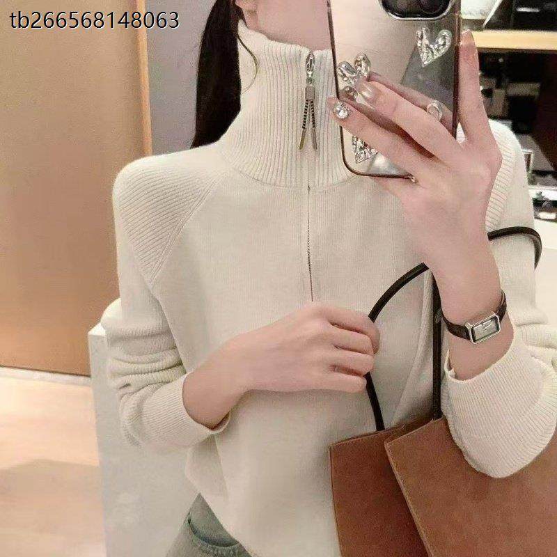 秋冬超好看半拉炼高领毛衣女款2025新款冬季爆款慵懒高级感针织衫